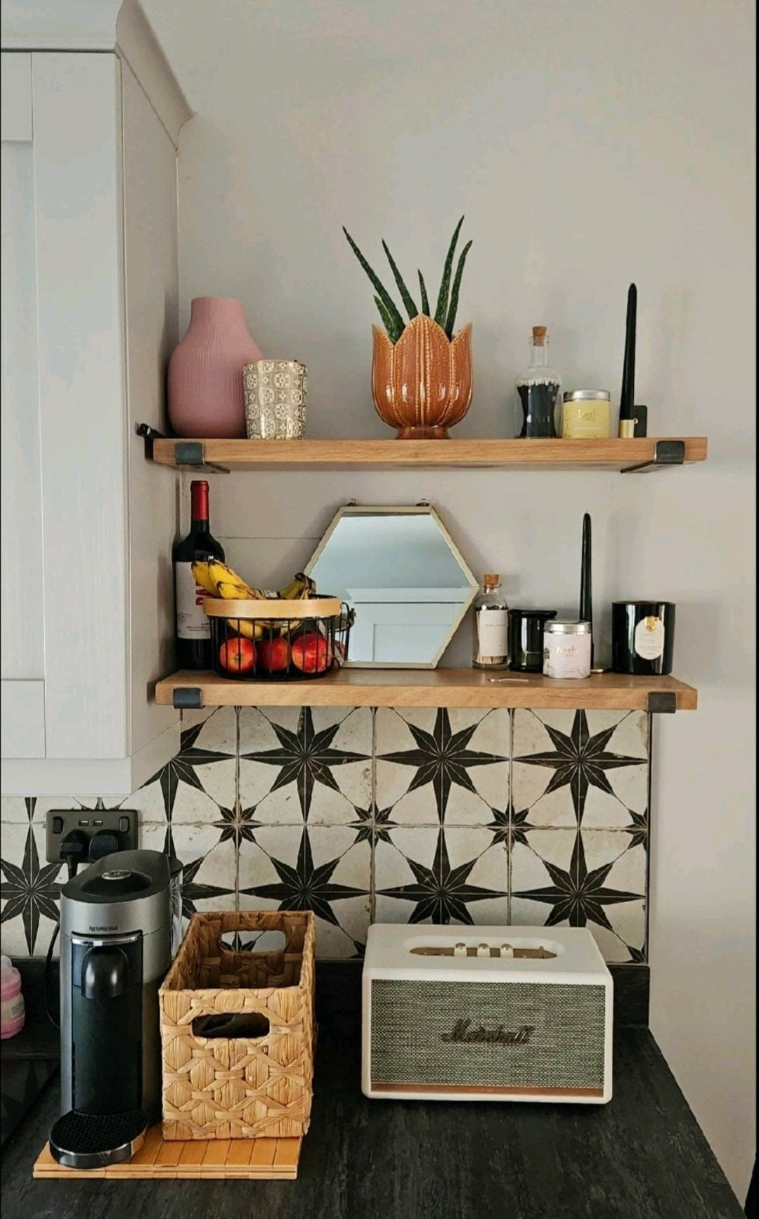 Custom Made Rustic Wall Shelf, Solid Wood Shelf - with UP Industrial Style Brackets