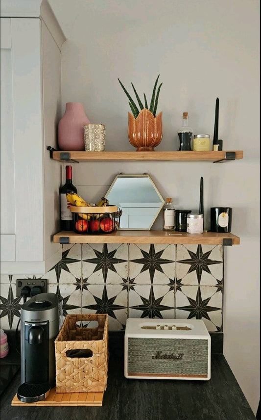 Custom Rustic Wall Shelves – Floating Farmhouse Shelves -  with Industrial UP Brackets