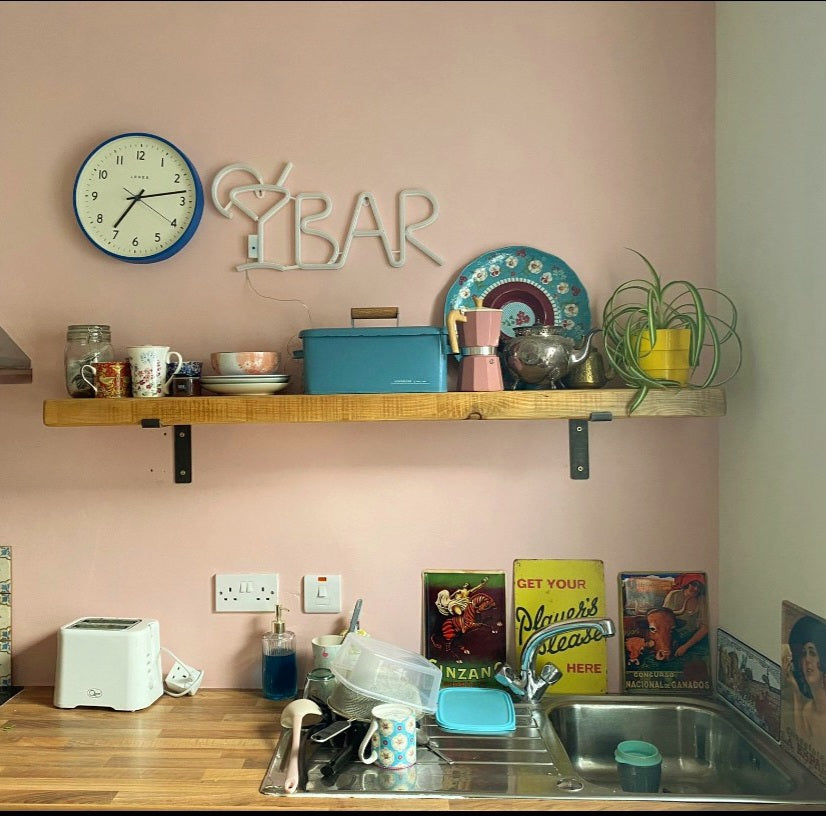 Chunky Shelves, Custom Made Rustic Wall Shelf, Solid Wood Shelf - with DOWN Industrial Style Brackets