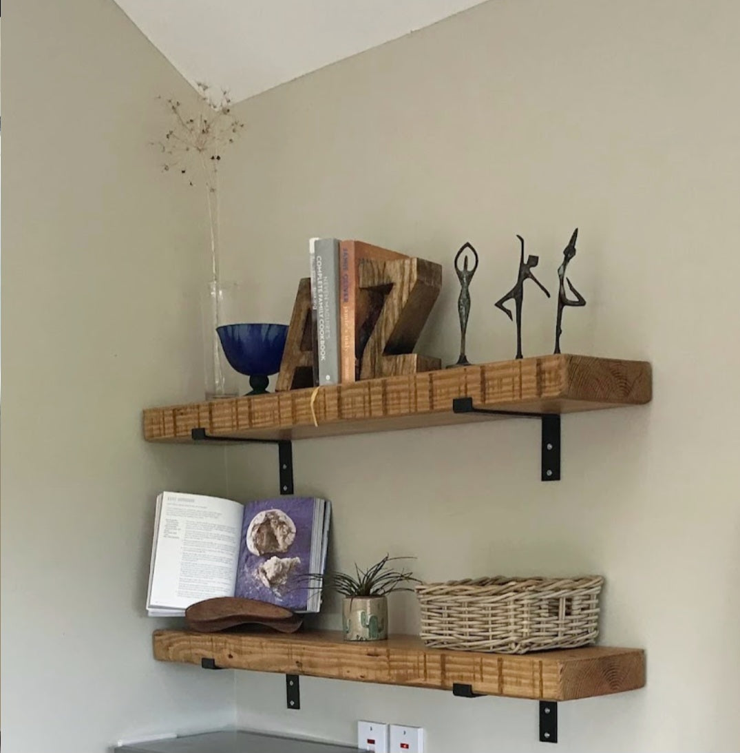 Chunky Shelves, Custom Made Rustic Wall Shelf, Solid Wood Shelf - with DOWN Industrial Style Brackets