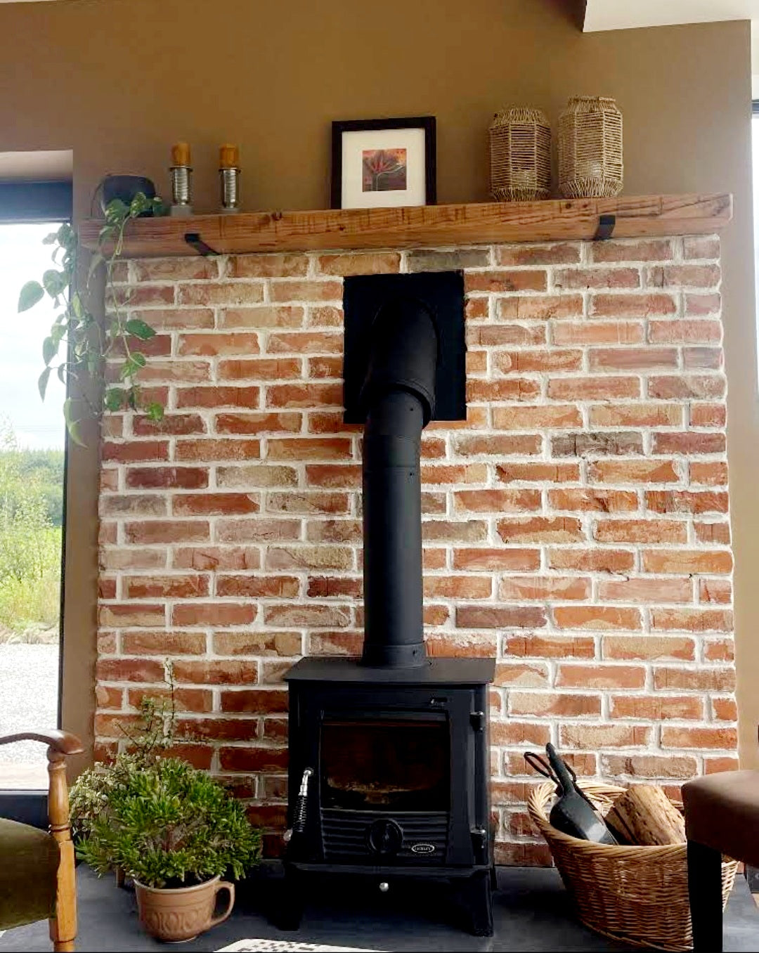 Custom Made Rustic Wall Shelf, Solid Wood Shelf - with UP Industrial Style Brackets