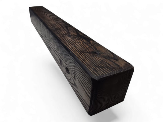 Handmade floating fireplace mantel, solid Douglas Fir, made in Galway, Ireland
