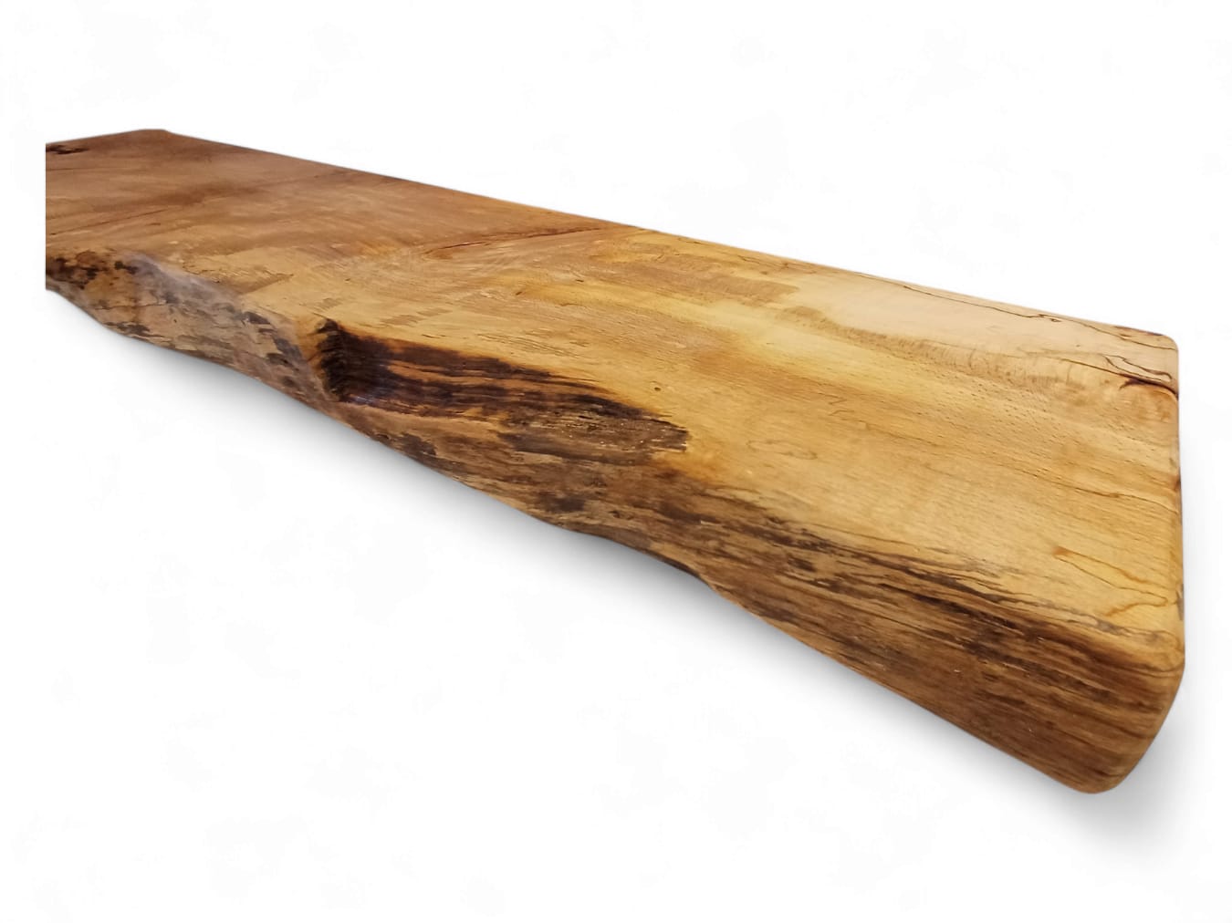 Live Edge Spalted Beech Rustic Floating Mantle, Fireplace Mantle