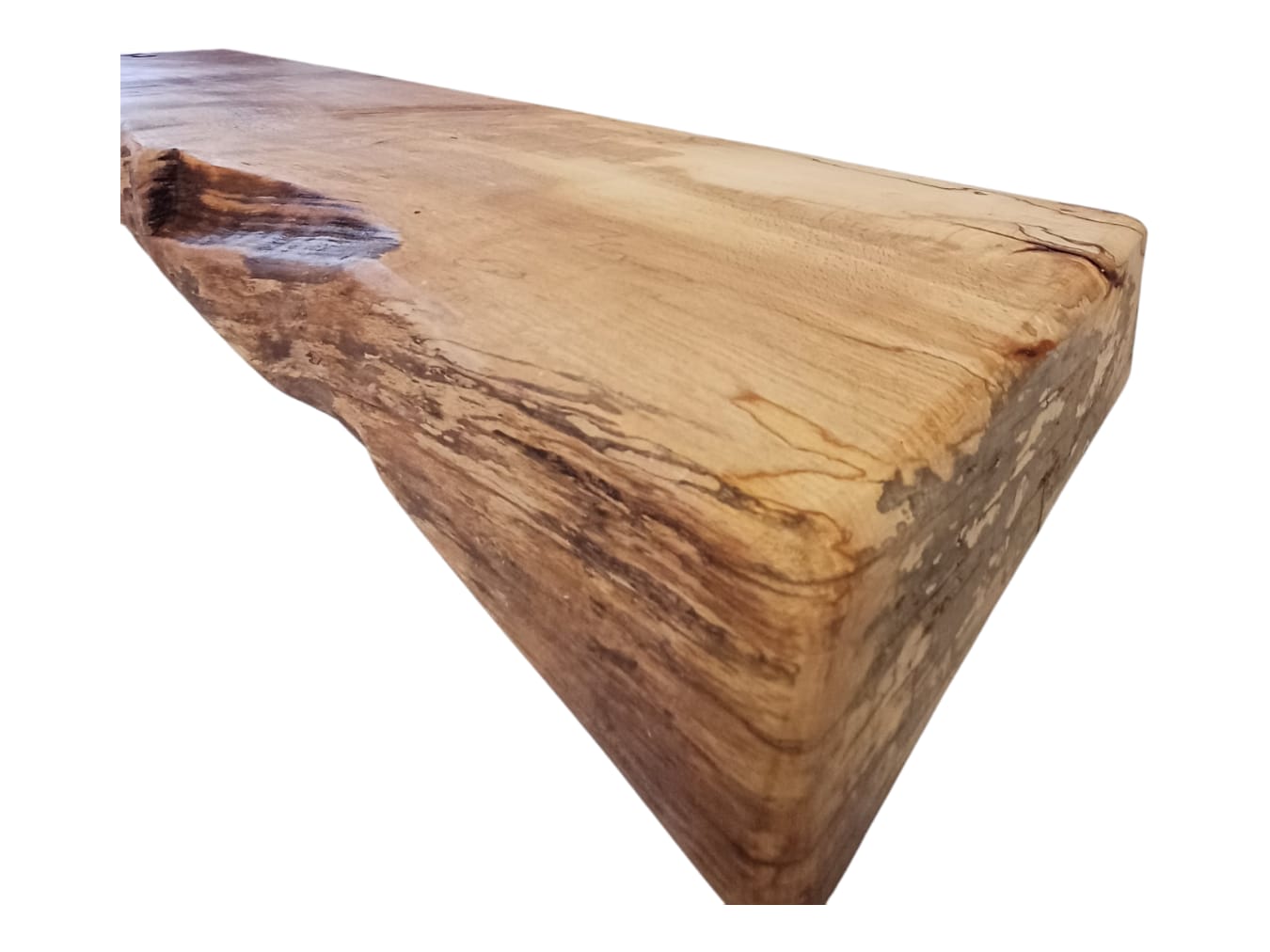 Live Edge Spalted Beech Rustic Floating Mantle, Fireplace Mantle