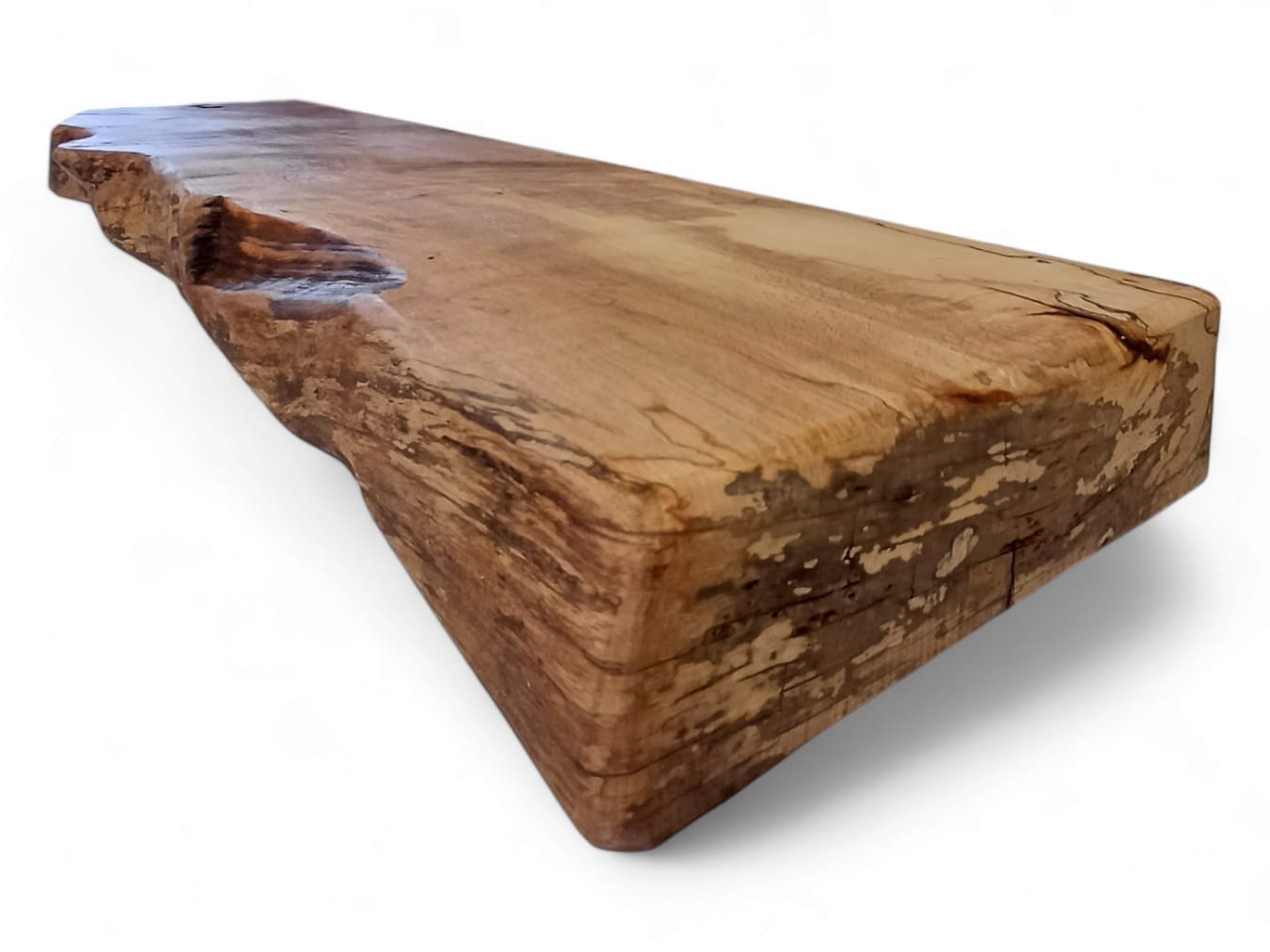 Live Edge Spalted Beech Rustic Floating Mantle, Fireplace Mantle