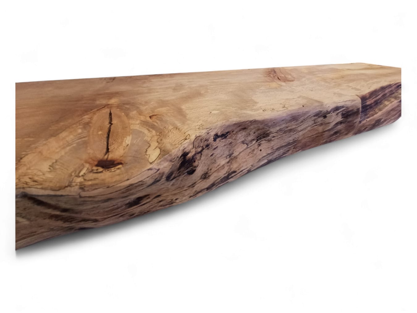 Live Edge Spalted Beech Rustic Floating Mantle, Fireplace Mantle