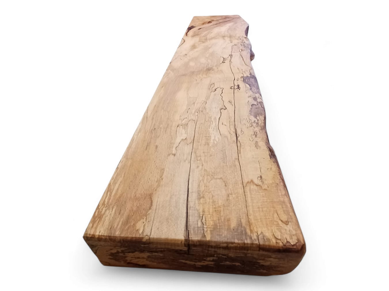 Live Edge Spalted Beech Rustic Floating Mantle, Fireplace Mantle