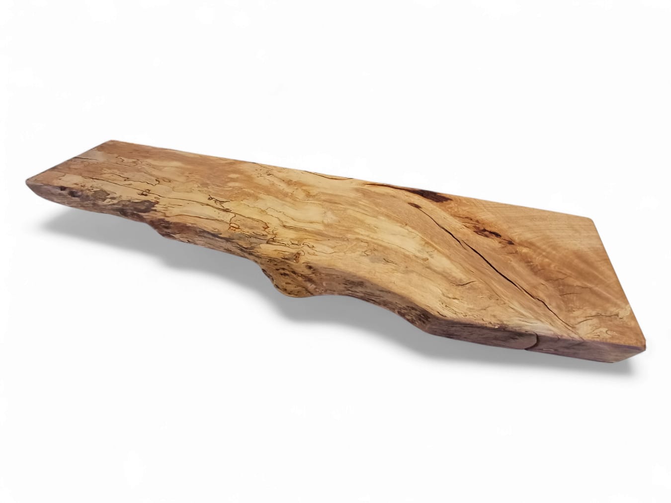 Live Edge Spalted Beech Rustic Floating Mantle, Fireplace Mantle