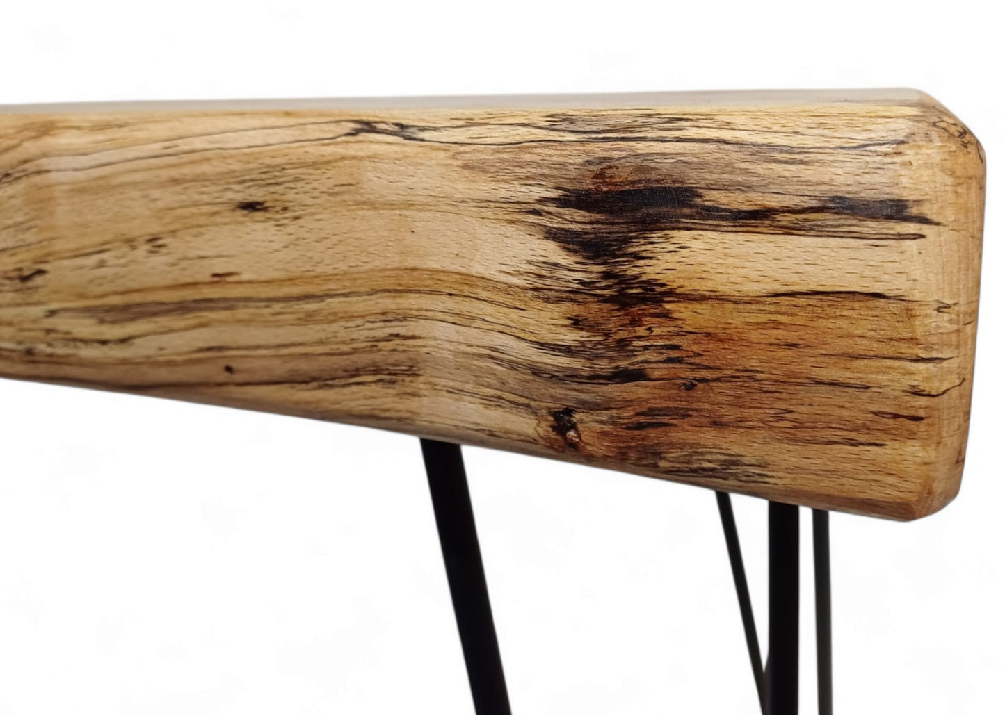 Chunky Spalted Beech Dining Bench, One-of-a-Kind Rustic Bench