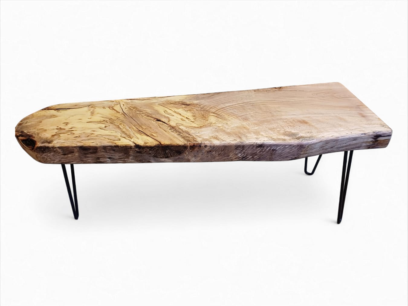 Chunky Spalted Beech Dining Bench, One-of-a-Kind Rustic Bench