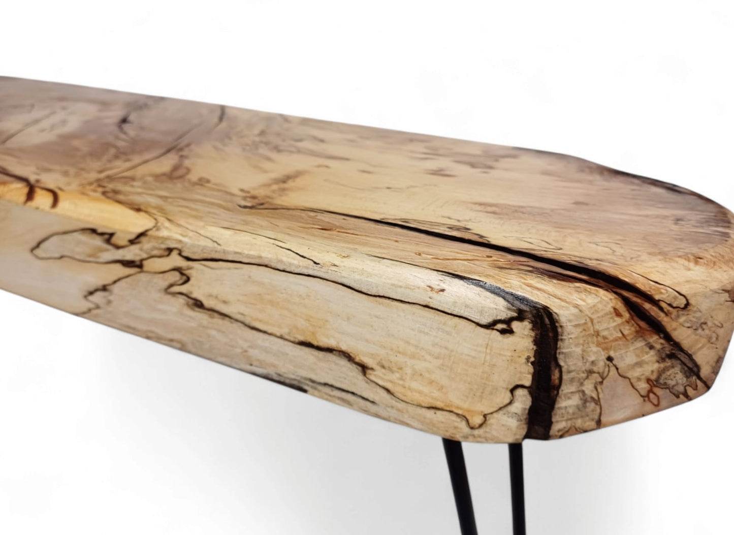 Chunky Spalted Beech Dining Bench, One-of-a-Kind Rustic Bench