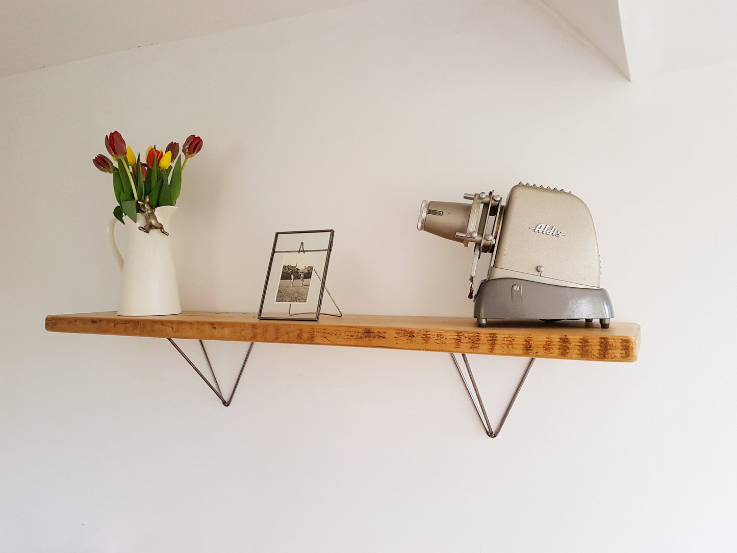 Pine Shelf with hairpin Brackets 