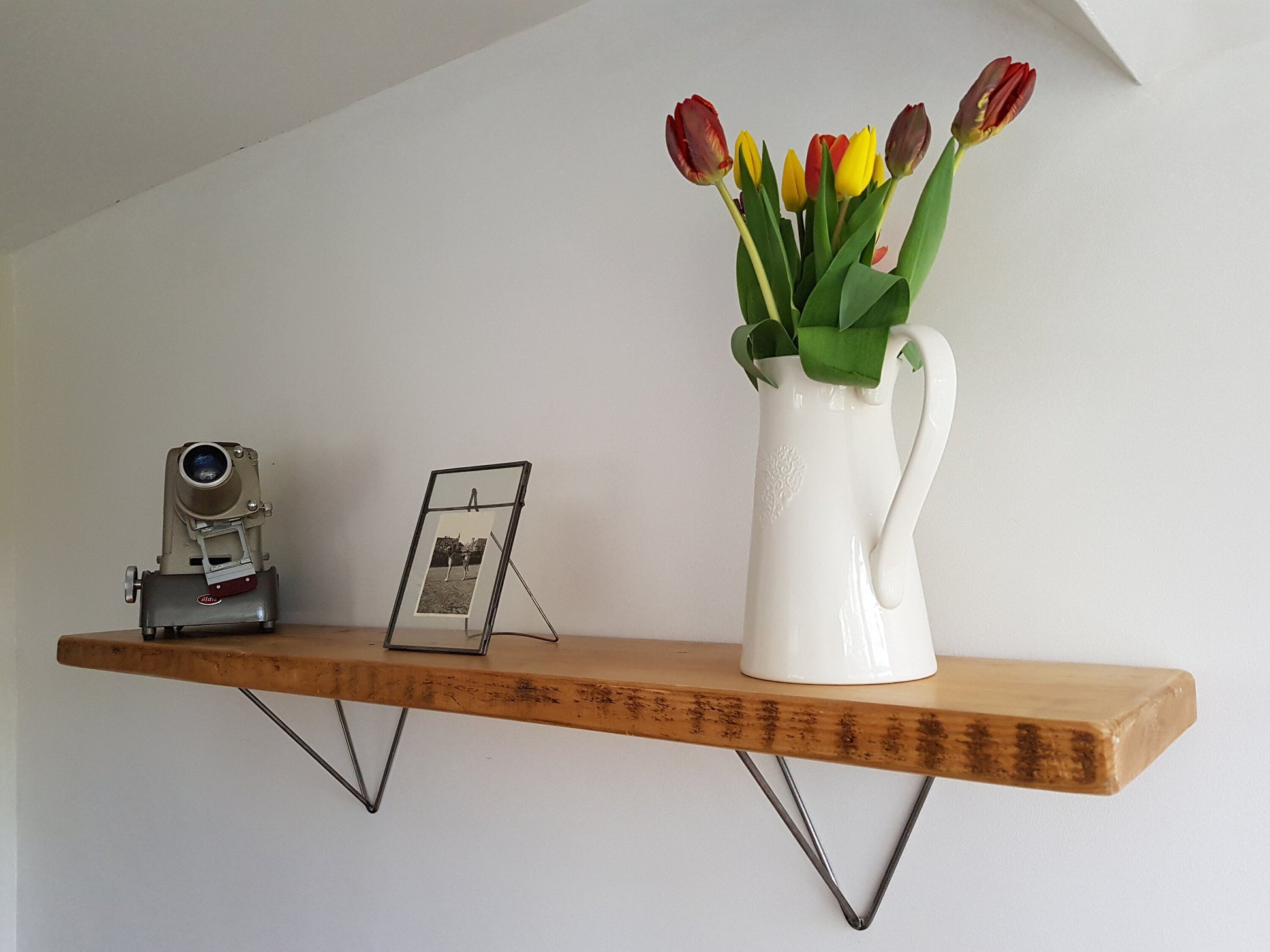 Pine Shelf with hairpin Brackets