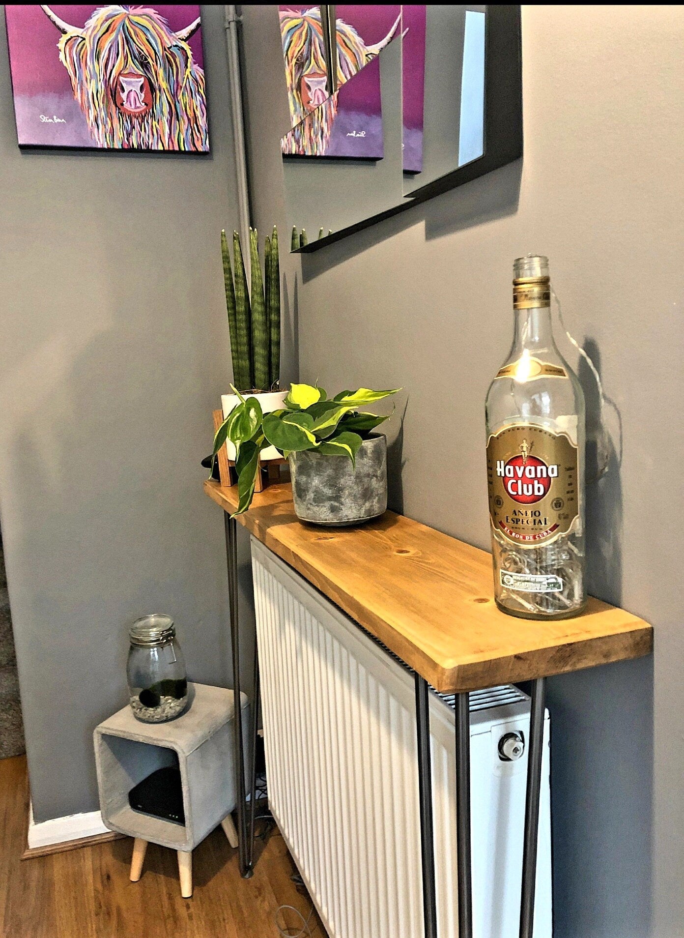 Rustic Wooedn Console Table with 2 Hairpin legs