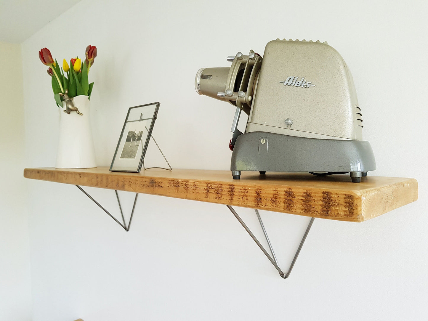 Pine Shelf with hairpin Brackets 