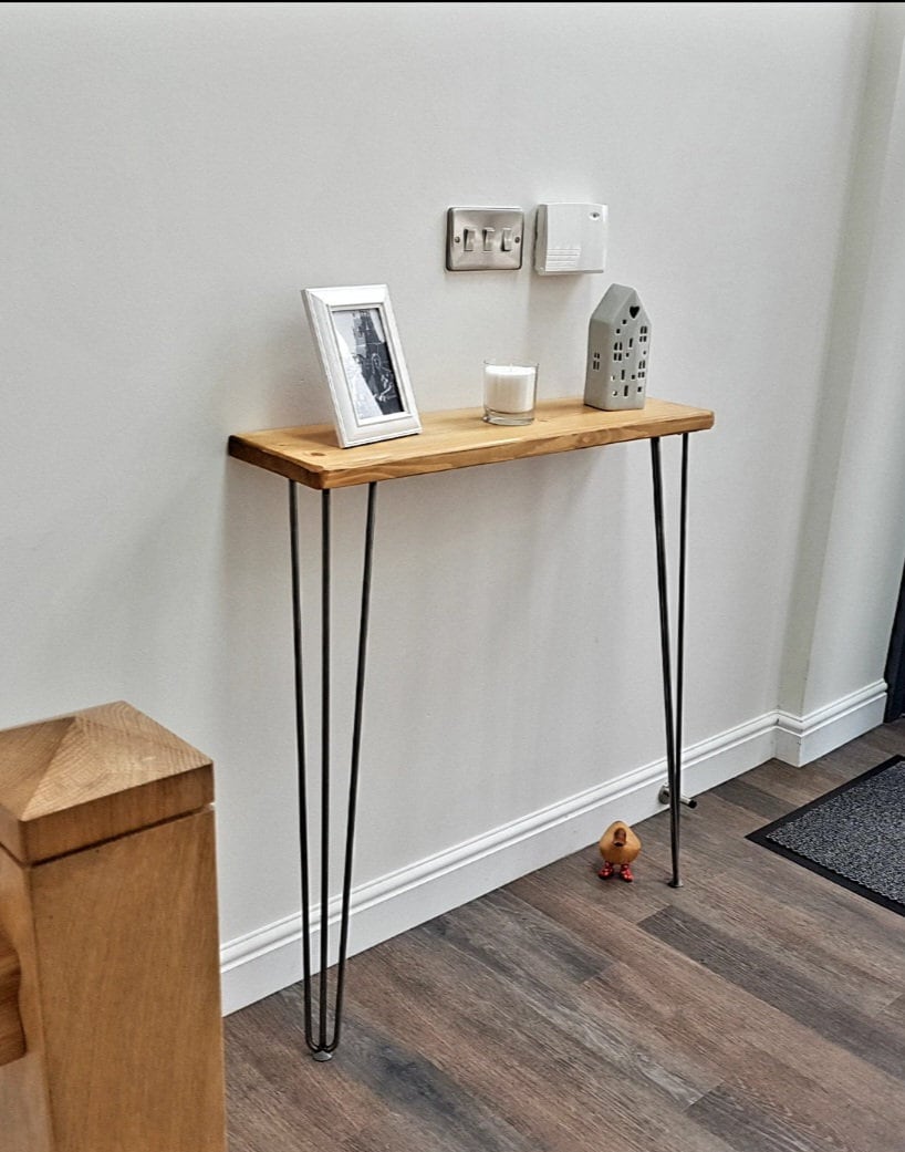 Rustic Wooedn Console Table with 2 Hairpin legs